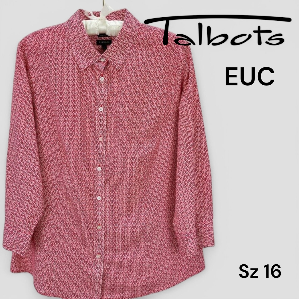 Talbots Red Button-Up Shirt